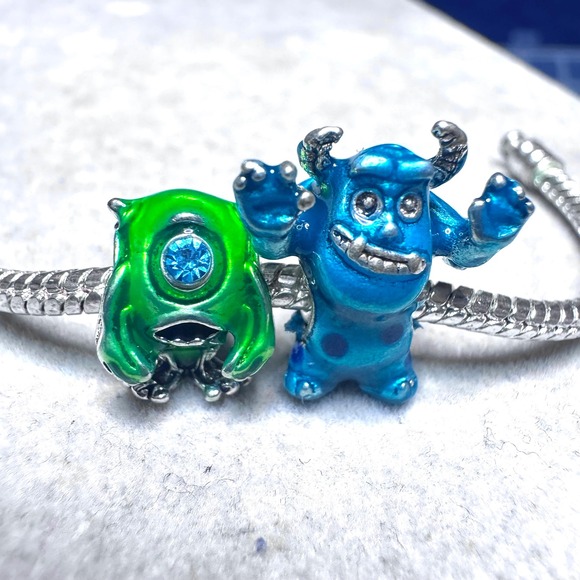 Monsters Inc Mike Wazowski Sulley Charm Bracelet Bead Charm fits PANDORA - Picture 4 of 13